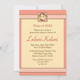 ハワイカスタムピンクのハイビスカス卒業招待状 招待状