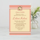 ハワイカスタムピンクのハイビスカス卒業招待状 招待状 (スタンド正面)