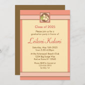 ハワイカスタムピンクのハイビスカス卒業招待状 招待状 (正面/裏面)