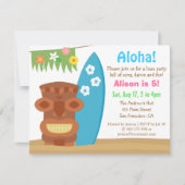ハワイカラフルティキルアウ（ハワイ式宴会）ビーチ誕生会 招待状 (正面)