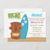 ハワイカラフルティキルアウ（ハワイ式宴会）ビーチ誕生会 招待状 (正面/裏面)