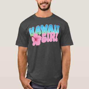 ハワイガールアイランドバケーションスーベリーピンクハイビスカス Tシャツ