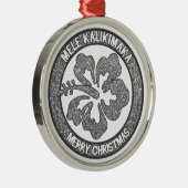 ハワイクリスマスシルバーグリッターハイビスカスオーナメント メタルオーナメント (右)
