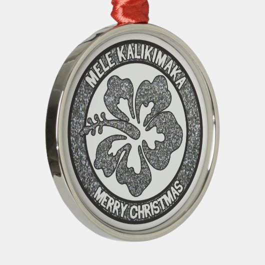 ハワイクリスマスシルバーグリッターハイビスカスオーナメント メタルオーナメント (右)