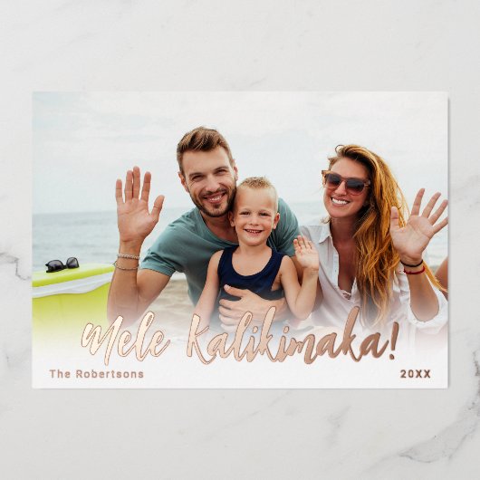 ハワイクリスマスフォトカードフォイルメレカリキマカ 箔シーズンカード (正面)