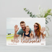 ハワイクリスマスフォトカードフォイルメレカリキマカ 箔シーズンカード (立ち正面)