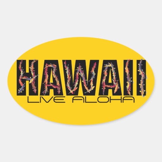 ハワイコイ魚はアロハオレンジのシールを食べている 楕円形シール (正面)