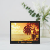 ハワイサンセットブラック文字葉書 ポストカード (スタンド正面)