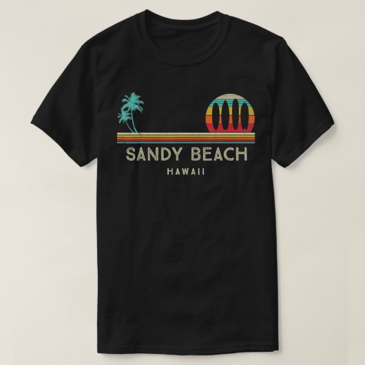 ハワイサンディビーチパームツリーズハワイアンサーフ Tシャツ (デザイン正面)
