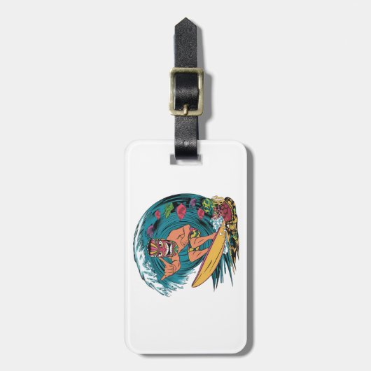 ハワイサーフィンヴィンテージカラフルバッジ ラゲッジタグ (正面縦)