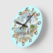 ハワイシェルズライトハウス時計 ラウンド壁時計 (傾斜)