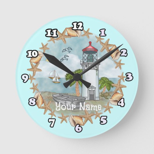 ハワイシェルズライトハウス時計 ラウンド壁時計 (正面)