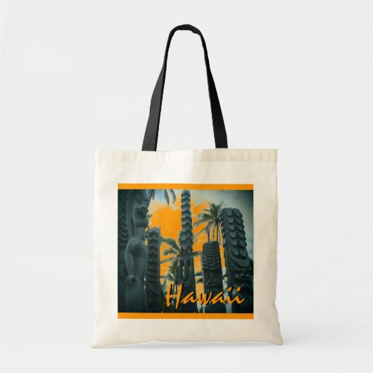 ハワイタイキ像オレンジエコバッグ トートバッグ (正面)