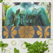 ハワイターコイズブッダ写真ピース引用文 スタイリッシュ キッチンタオル (折り畳み)