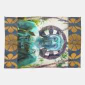 ハワイターコイズブッダ写真ピース引用文 スタイリッシュ キッチンタオル (横)