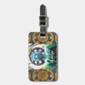 ハワイターコイズブッダ写真名前をカスタムするスクリプト ラゲッジタグ (正面縦)