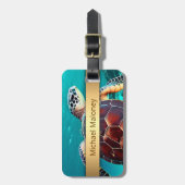 ハワイタートルホヌパーソナライズされた ラゲッジタグ (正面縦)