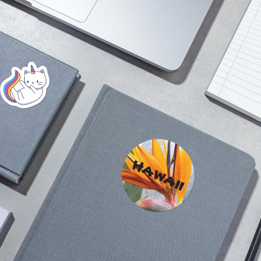 ハワイトロピカルバードオブパラダイスプラントフローラ ラウンドシール