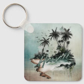 ハワイトロピカルパームツリーアイランド キーホルダー (正面)