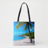 ハワイトロピカルビーチパームツリーオンビーチタイプ トートバッグ (正面)