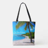 ハワイトロピカルビーチパームツリーオンビーチタイプ トートバッグ (裏面)