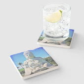 ハワイトロピカルブッダ写真はっきりした平和アンティーク ストーンコースター (横)