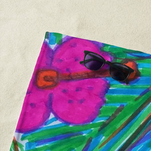 ハワイドリームズハイビスカスプリント ビーチタオル (インサイチュ)