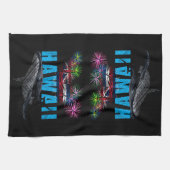 ハワイニーポリネシアの部族のハンプバック花火 キッチンタオル (横)