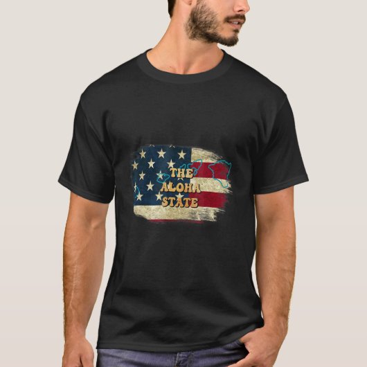 ハワイハイアメリカ国旗のモットー Tシャツ (正面)