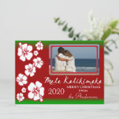 ハワイハイビスカスクリスマスの写真カード（赤緑） シーズンカード (スタンド正面)