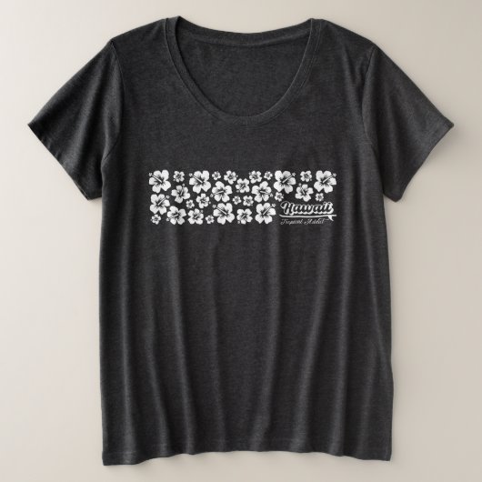 ハワイハイビスカストロピカルサマービーチバケーション プラスサイズTシャツ (デザイン正面)