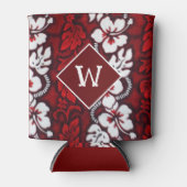 ハワイハイビスカスフラワーズルアウ（ハワイ式宴会）パーティーモノグラム 缶クーラー (正面)