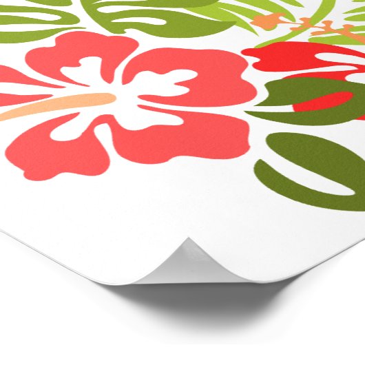 ハワイハイビスカスフローラフローラ花咲き ポスター (角)