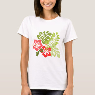 ハワイハイビスカスフローラフローラ花咲き Tシャツ