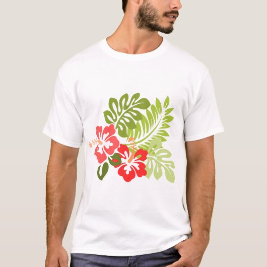 ハワイハイビスカスフローラフローラ花咲き Tシャツ (正面)