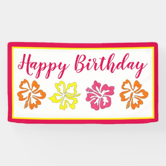 ハワイハッピーバースデービーチパーティールアウ(ハワイ式宴会) 横断幕 (横)