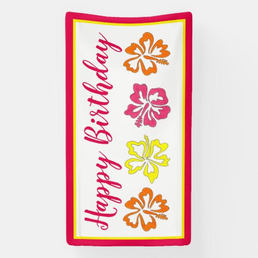ハワイハッピーバースデービーチパーティールアウ（ハワイ式宴会） 横断幕 (縦)