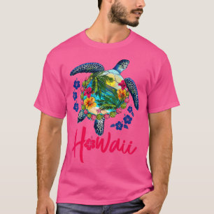 ハワイハワイアンシータートルハイビスカスサマーバカティ Tシャツ
