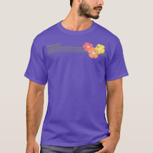 ハワイハワイアンハイビスカスストライプ熱帯花 Tシャツ