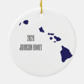 ハワイパーソナライズされたミニマルクリスマスオーナメント セラミックオーナメント (裏面)
