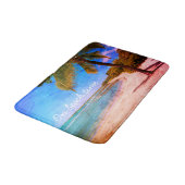 ハワイパームツリーヴィンテージルックフォトオンビーチ時間 バスマット (アングル)