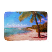 ハワイパームツリーヴィンテージルックフォトオンビーチ時間 バスマット (正面)