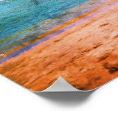 ハワイパームツリーヴィンテージルックフォトオンビーチ時間 ポスター (角)