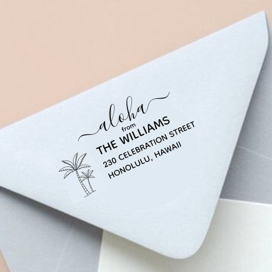 ハワイパームツリー差出人住所スタンプ セルフインキングスタンプ