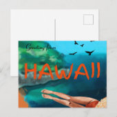ハワイビューティフルビーチヴィンテージからの挨拶 ポストカード (正面/裏面)