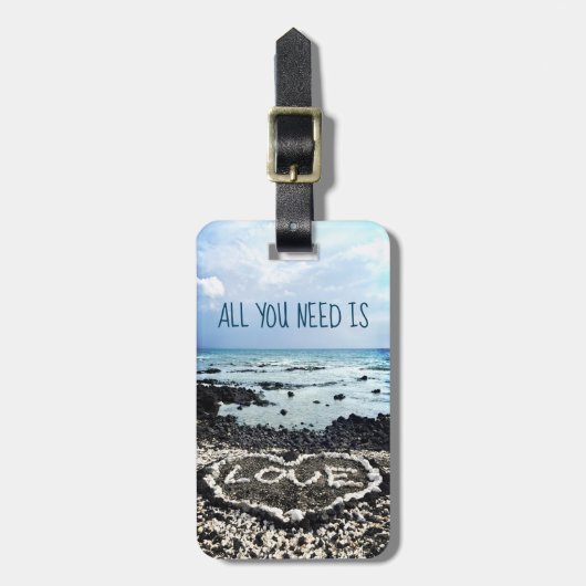 ハワイビーチコーラルハートフォトニーズ引用文 ラゲッジタグ (正面縦)