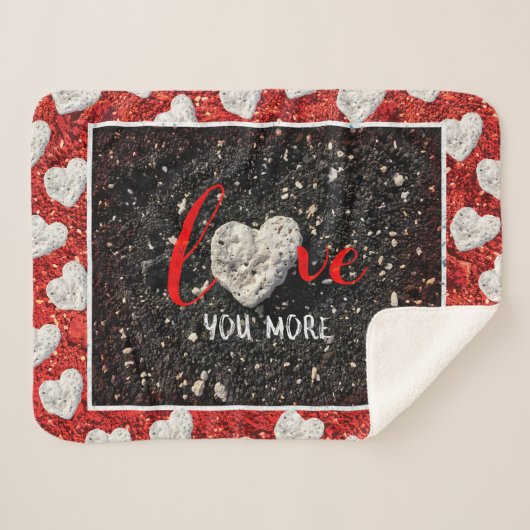 ハワイビーチコーラルロックハート愛You More Script シェルパブランケット (正面(横))