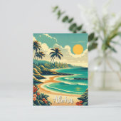 ハワイビーチシーンアロハハワイアンお土産ギフト ポストカード (スタンド正面)