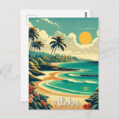 ハワイビーチシーンアロハハワイアンお土産ギフト ポストカード (正面/裏面)