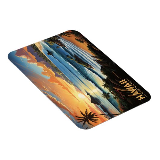 ハワイビーチトロピカルパラダイス絵を描ヴィンテージ マグネット (右側)